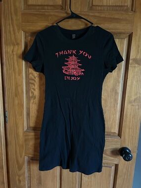 SHEIN Black Mini Dress with Red Graphic